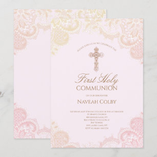 Invitation Première dentelle de communion