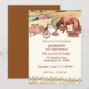 Invitation Première ferme d'anniversaire Animaux de ferme Inv
