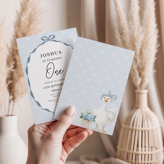 Invitation Première fête d'anniversaire Cute Duck (Créateur téléchargé)