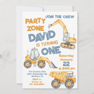 Invitation Première fête d'anniversaire de la construction