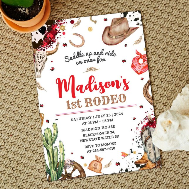 Invitation Première Fête de Cow-boy de Rodéo (First Rodeo Cowboy Party Invitation)