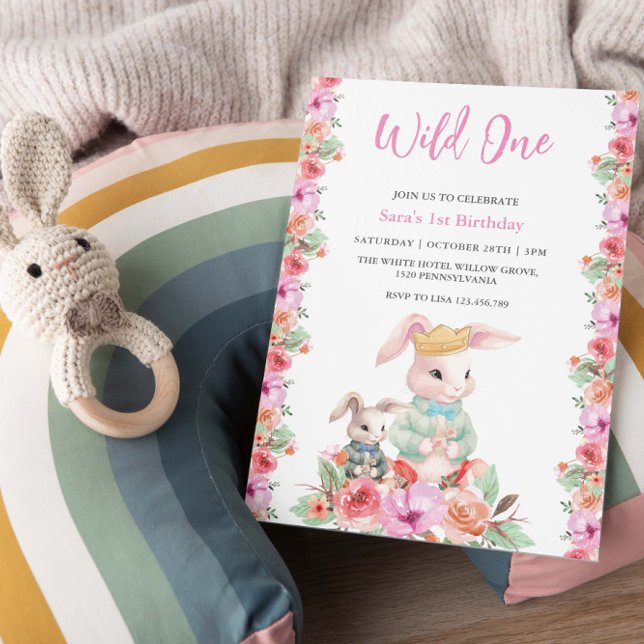 Invitation Première fête florale Wild One Anniversaire (Créateur téléchargé)