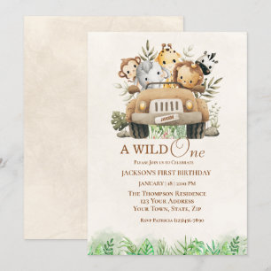Invitation Première fête Safari Jungle Animaux