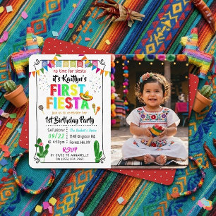 Invitation Première Fiesta Anniversaire Mexicain Coloré 1ère