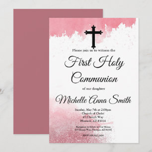 Invitation Première fille Couleur d'or du premier Rose de la