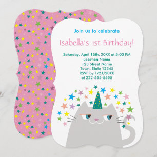 Invitation Première fille de Unicorn rose