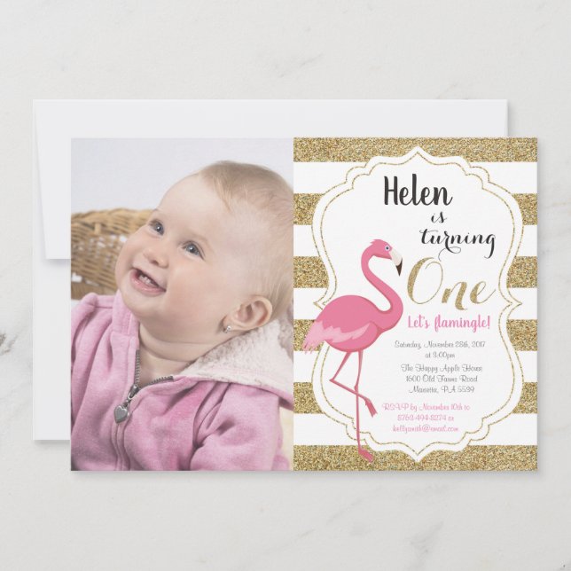 Invitation Première fille d'invitation d'anniversaire de (Devant)