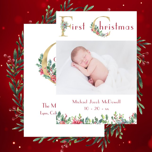 Invitation Première Noël, Annonce photo de bébé (Créateur téléchargé)