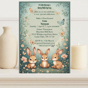 Invitation Première Pâques de bébé Lapin de printemps vert pa