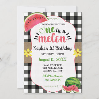 Invitation Première Pastèque D'Anniversaire Dans Un Melon