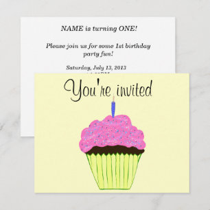 Invitation Première Personnaliser d'invitation de Cupcake ros
