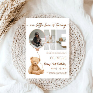 Invitation Première photo d'anniversaire de Beary