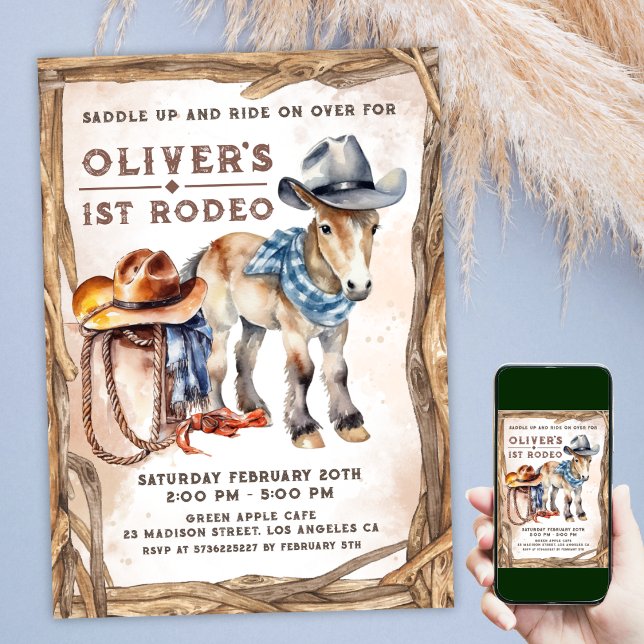 Invitation PREMIÈRE RODÉE | Boy Cowboy 1er anniversaire ( #FirstRodeoBirthdayInvitation #MyFirstRodeoBirthdayInvitation #RodeoBirthdayInvitation)
