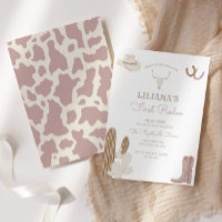 Première Rodéo Cowgirl Anniversaire Fête Invitatio