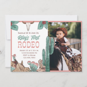 Invitation Première Rodeo Western Cowgirl Sud-Ouest Rose