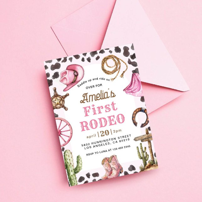 Invitation Première Rodéo Wild West Cowgirl Anniversaire (Créateur téléchargé)