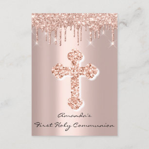 Invitation Première Sainte Communion Babtisme Rose Croix chré