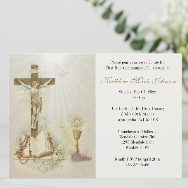 Invitation Première sainte communion catholique de l'enfant (Créateur téléchargé)