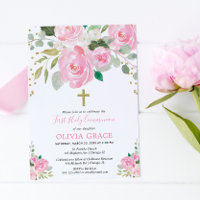 Première Sainte Communion fille aquarelles florale