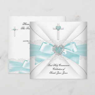 Invitation Première Sainte Communion Fille Cœur Blanc Sarcell