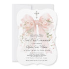 Première Sainte Communion Fille Ruban Floral Rose