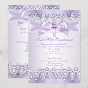 Invitation Première Sainte Communion Filles Lilac Lavender vi