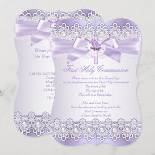 Invitation Première Sainte Communion Filles Lilac Lavender vi