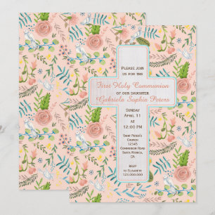 Invitation Première sainte communion modèle floral   Invitati