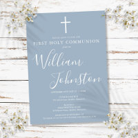 Première Sainte Communion Moderne Bleu Poussiéreux