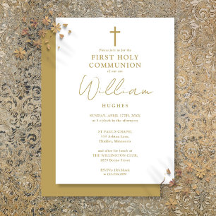 Invitation Première Sainte Communion Moderne Minimaliste en O