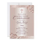 Première Sainte Communion Rose moderne Or Floral