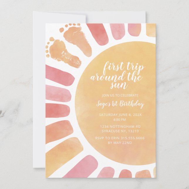 Invitation Première visite autour du soleil 1er anniversaire  (Devant)