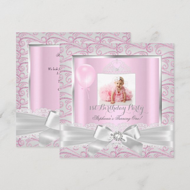 Invitation Premières Filles de fête d'anniversaire Diamants r (Devant / Derrière)