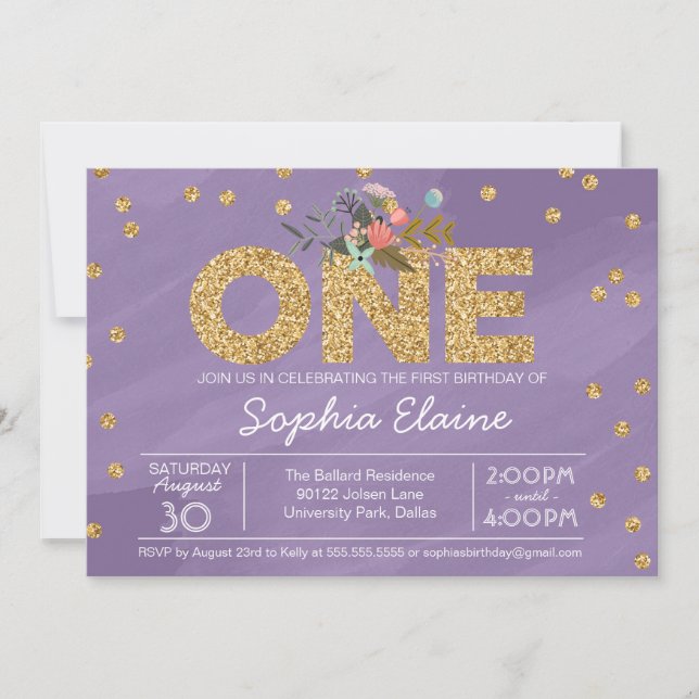 Invitation Premiers anniversaire, confettis de parties (Devant)