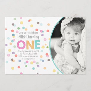 Invitation Premiers confettis d'aquarelle de fille