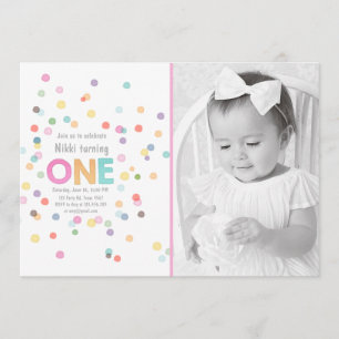 Invitation Premiers confettis d'aquarelle de fille