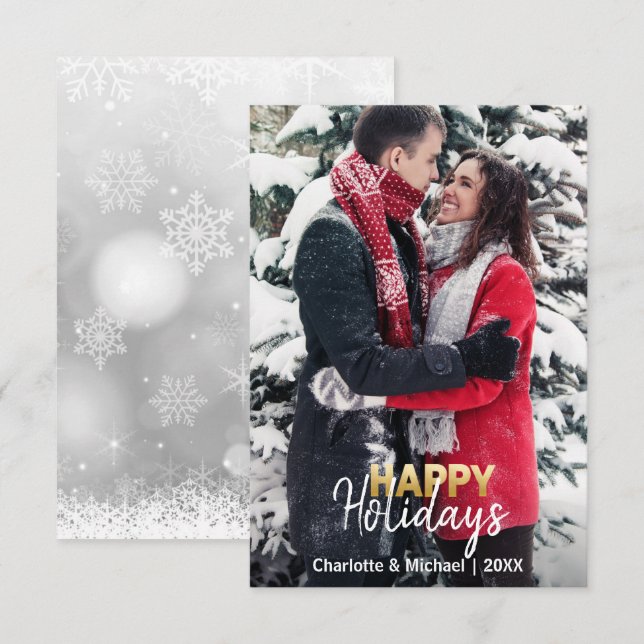 Invitation Premiers Noël Joyeuses Fêtes Mariées Engagées | PH (Devant / Derrière)