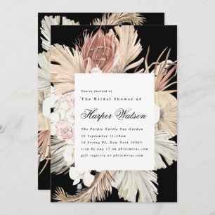 Invitation Premium Black Onyx Élégante Pampas Romantique Mari