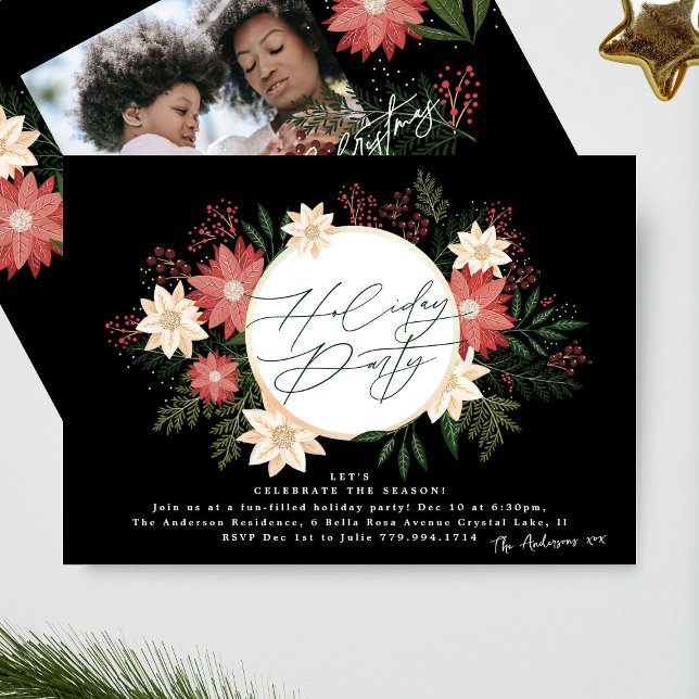 Invitation Premium Forme Noël Poinsettia Fête de Noël (Créateur téléchargé)