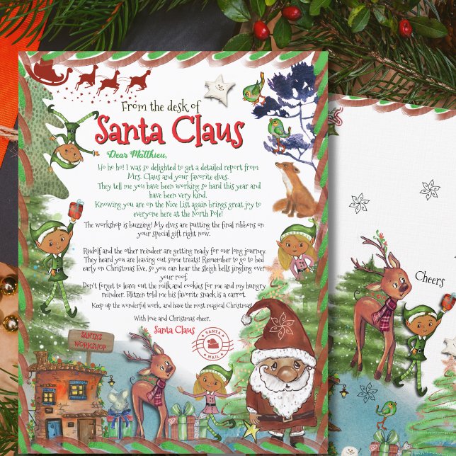 Invitation Premium Illustrated Watercolor Letter from Santa  (Premium Illustrated Watercolor Letter from Santa Invitation)