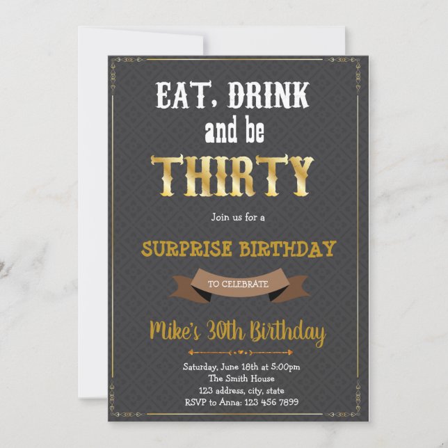 Invitation Prenez un verre et soyez le 30e anniversaire Invit (Devant)