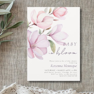 Invitation Préparatifs Magnolia Propre Bébé en Fleur Baby Sho