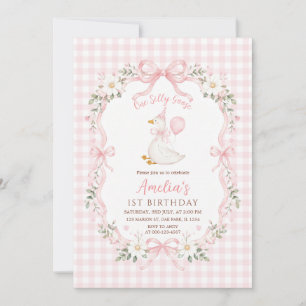 Invitation Préparatifs pour une drôle d'oie Rose Fille 1er An