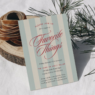 Invitation Préparez la fête de Noël Stripe Holiday Favorite T