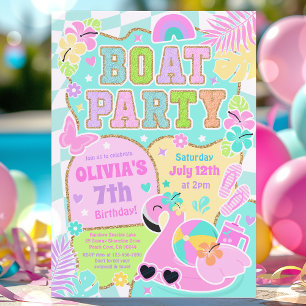 Invitation Preppboat Birthday Party Lake BBQ Boat Party