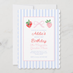 Invitation Préppy Bows & Strawberries Berry Premier anniversa