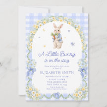 Preppy Bunny Floral Rabbit Gingham Boy Baby Shower