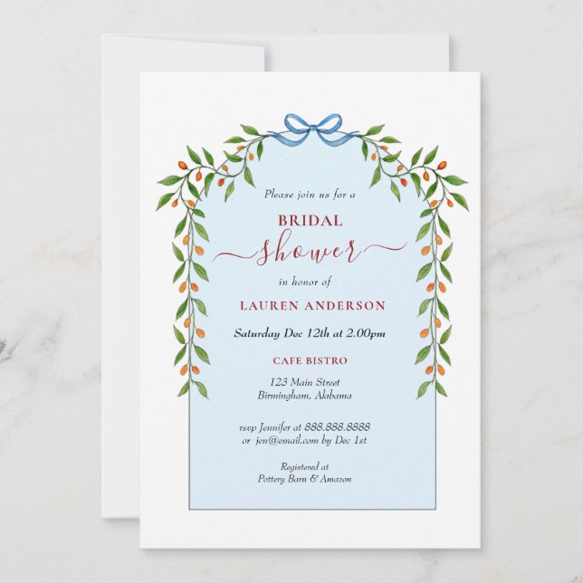 Invitation Preppy Citrus Arch cadre hiver Bridal douche (Devant)