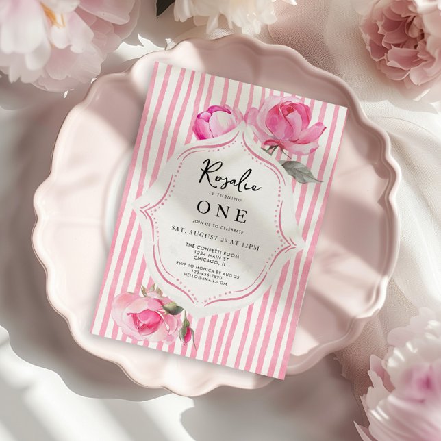 Invitation Preppy Coquette Grandmillenial Girl Birthday (Preppy Coquette Girls Birthday Invitation)