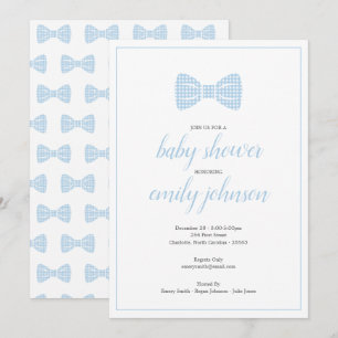 Invitation Preppy En vichy Bow Cravate Baby Boy Shower Invita